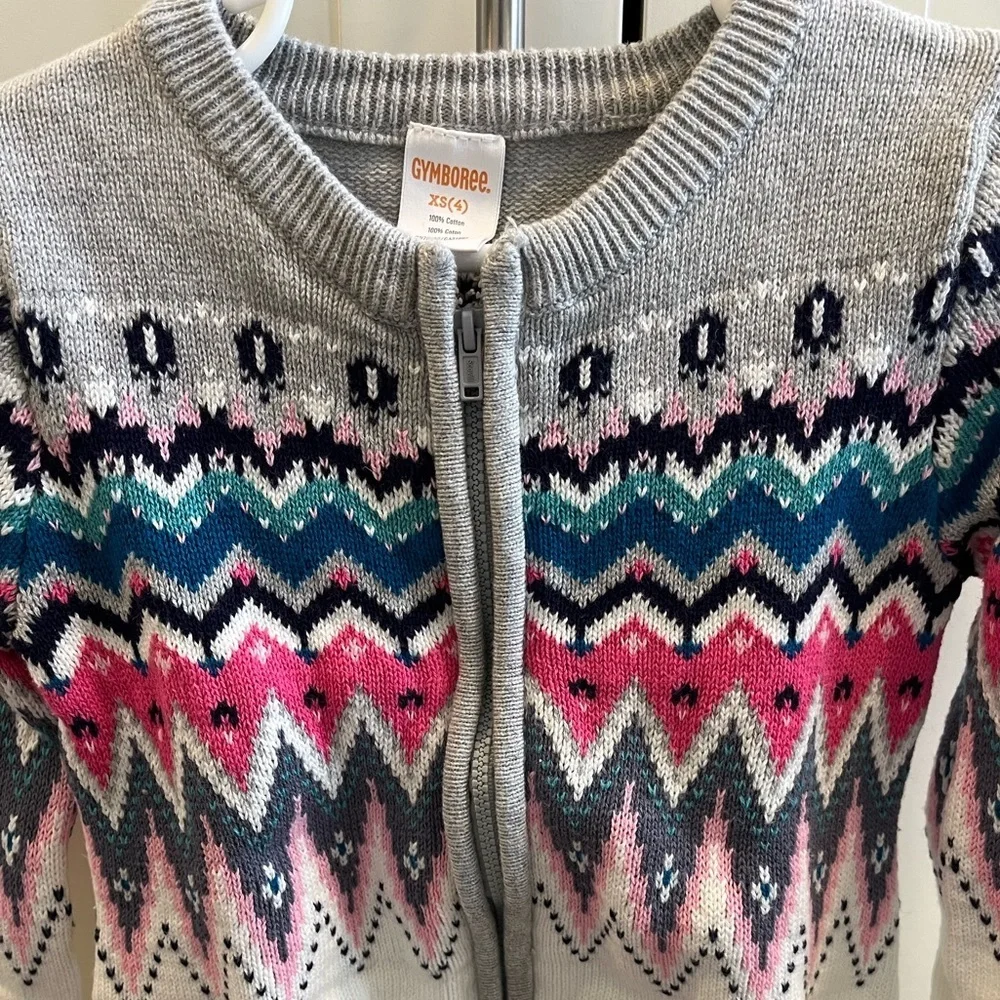 Gymboree XS (4) zip up fair isle sweater